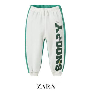 ZARA Kids | Ecru-Green | SNOOPY PEANUTS™ COLORBLOCK JOGGER PANTS